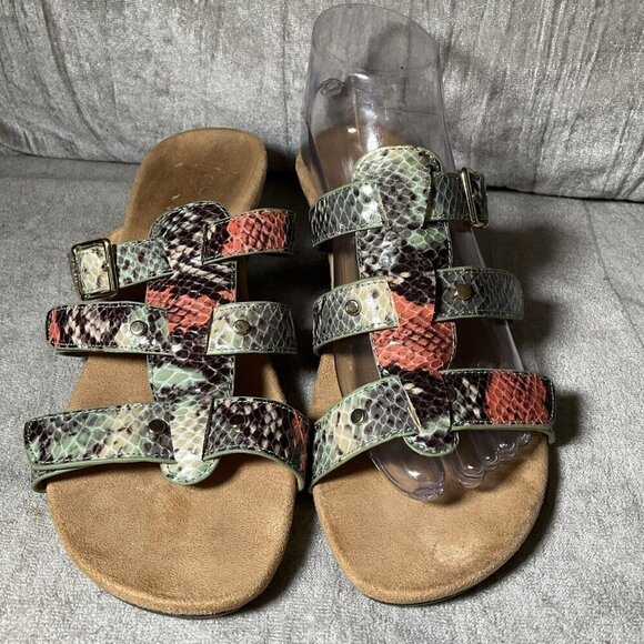 Vionic Sandals Women’s Size 8 Multi Color Snakeskin print Wedge  Strappy EUC - Picture 2 of 14